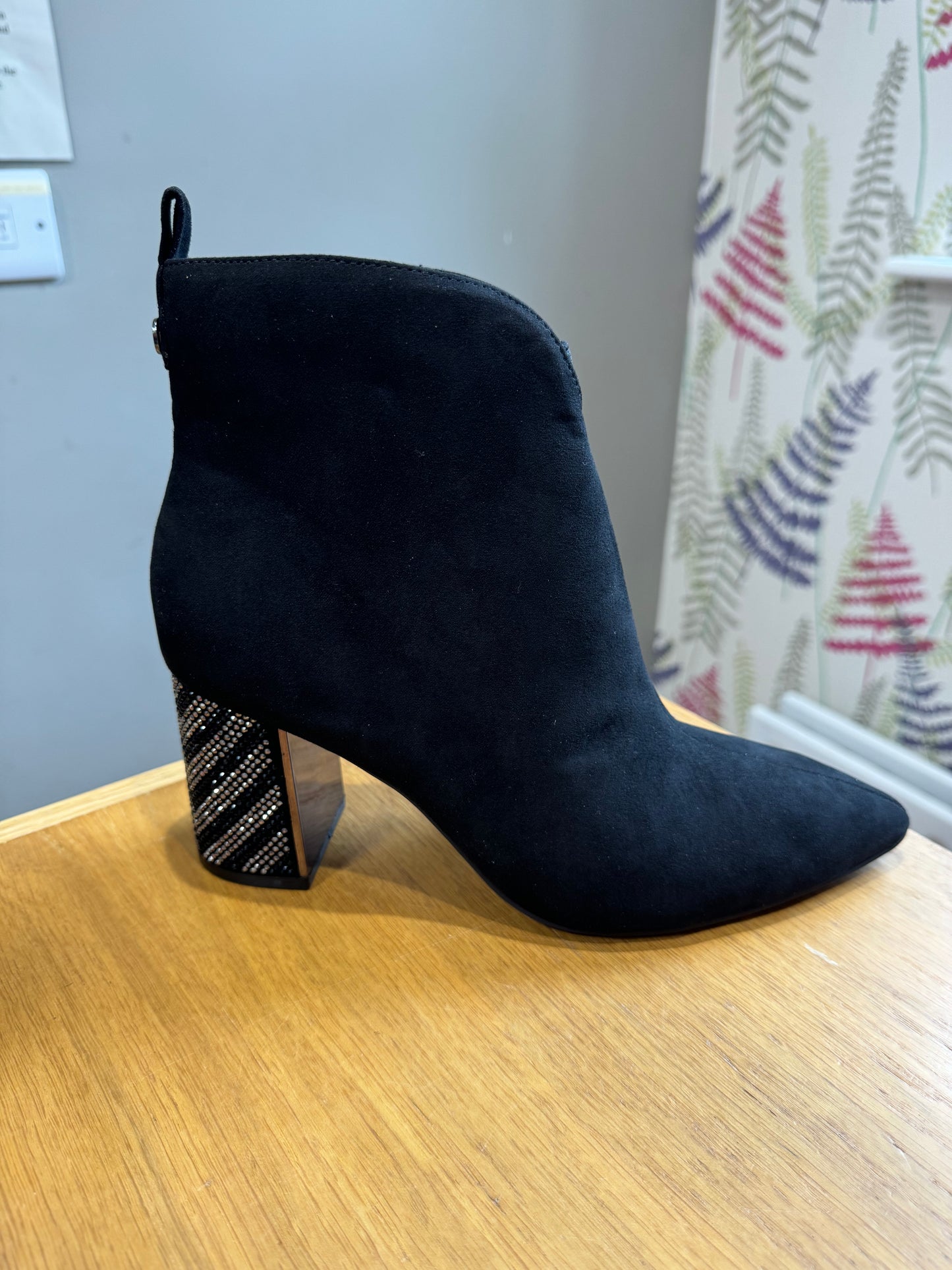 Lotus Lori Black Diamanté Heel Boot