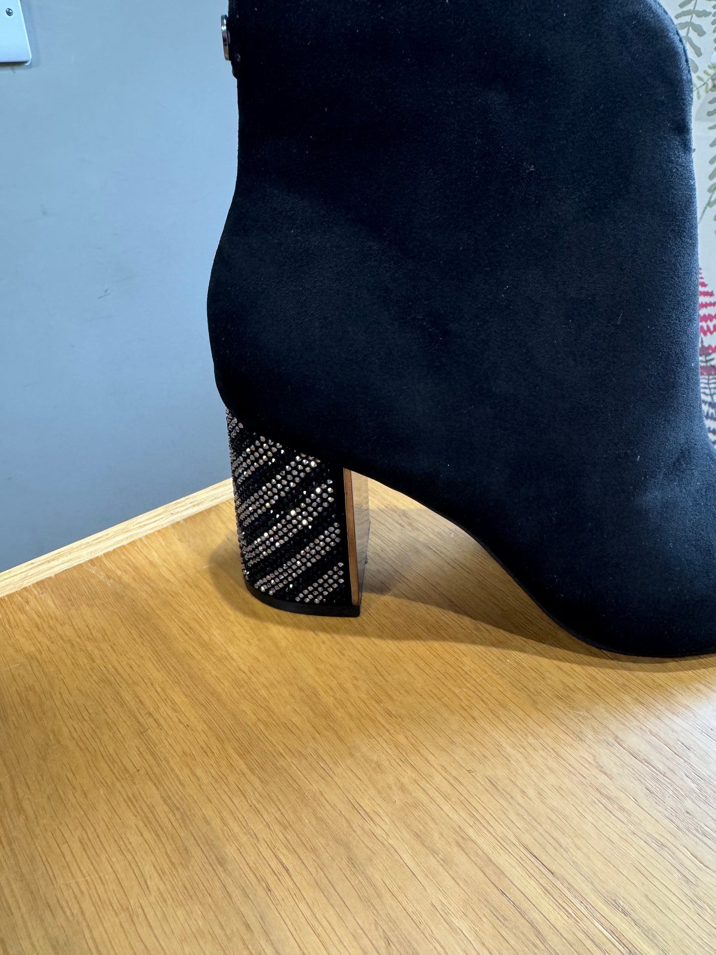 Lotus Lori Black Diamanté Heel Boot