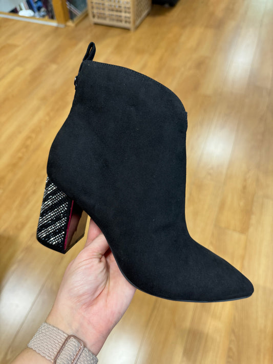 Lotus Lori Black Diamanté Heel Boot