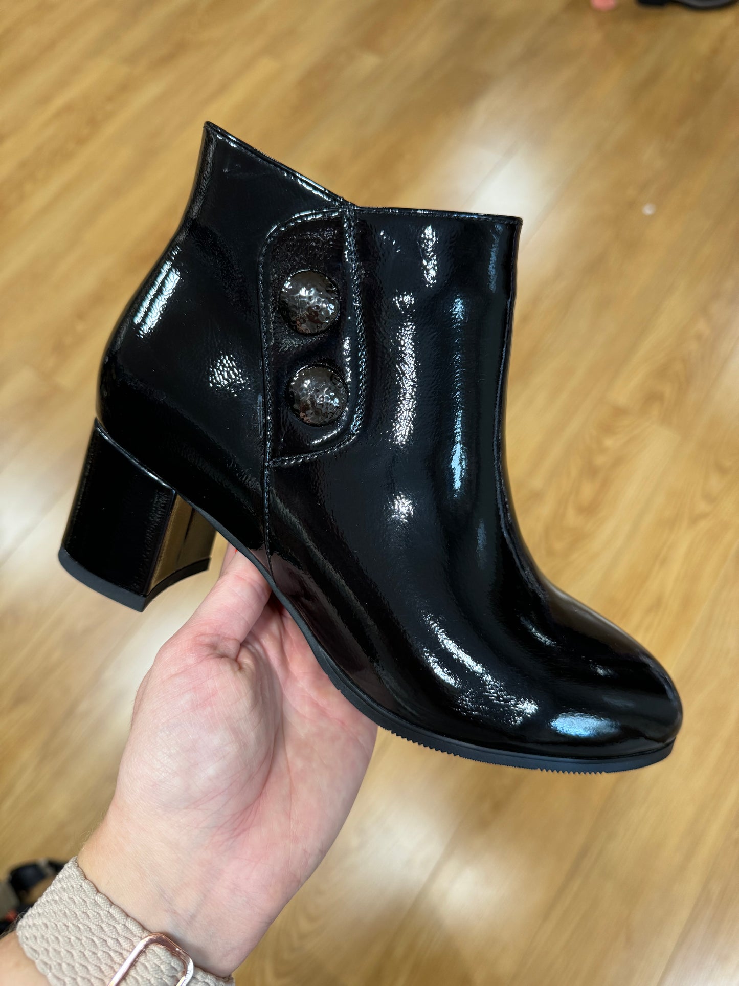 Lunar Tegan Black Patent Heel Boot