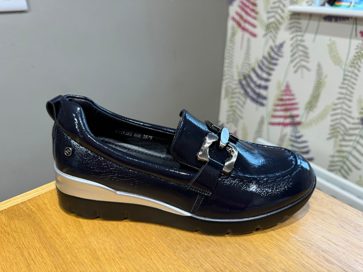 Zanni & Co Chilan Navy Patent Wedge Loafer