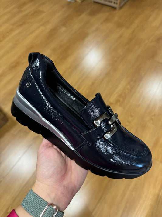 Zanni & Co Chilan Navy Patent Wedge Loafer