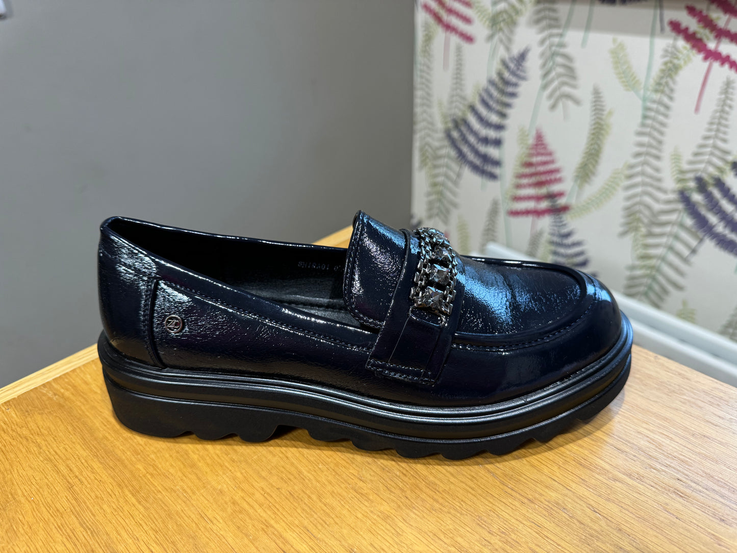 Zanni & Co Shiraoi Navy Patent Jewel Loafer