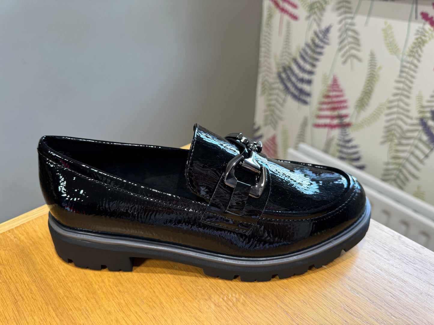 Marco Tozzi Black Patent Buckle Loafer