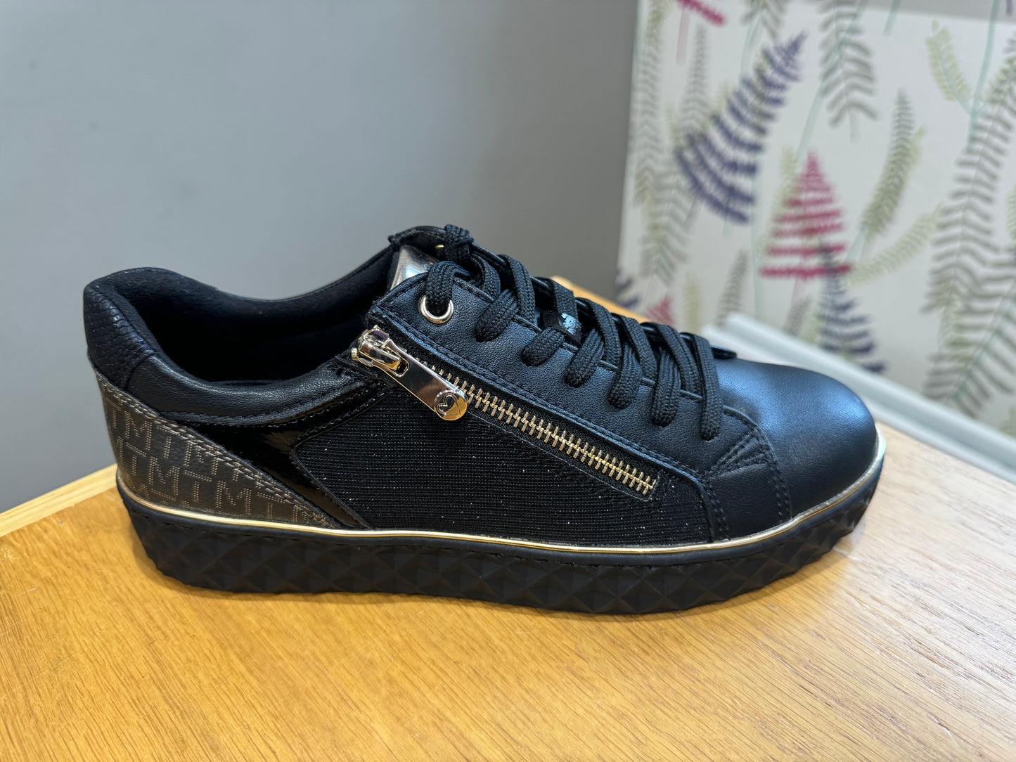 Marco Tozzi Black Logo/Sparkle Trainer