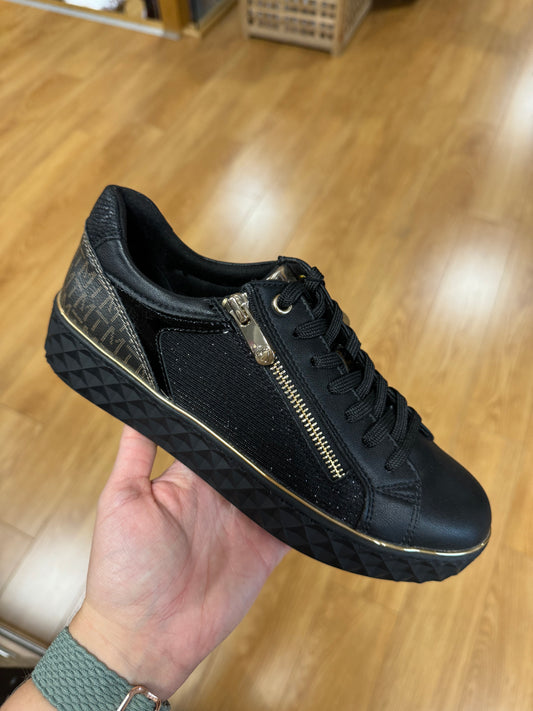 Marco Tozzi Black Logo/Sparkle Trainer