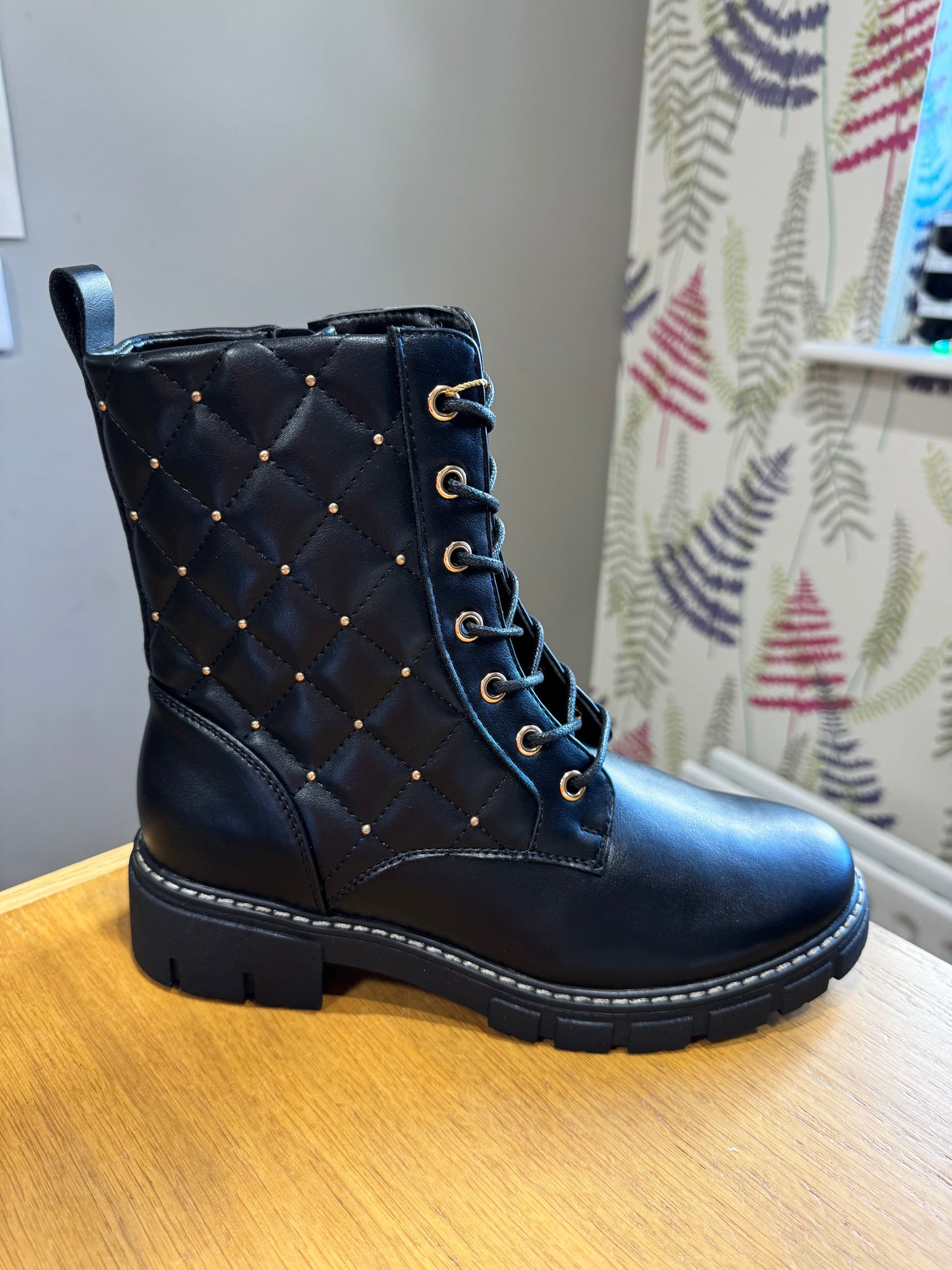 Lunar Napiers Black Stud Biker Boot