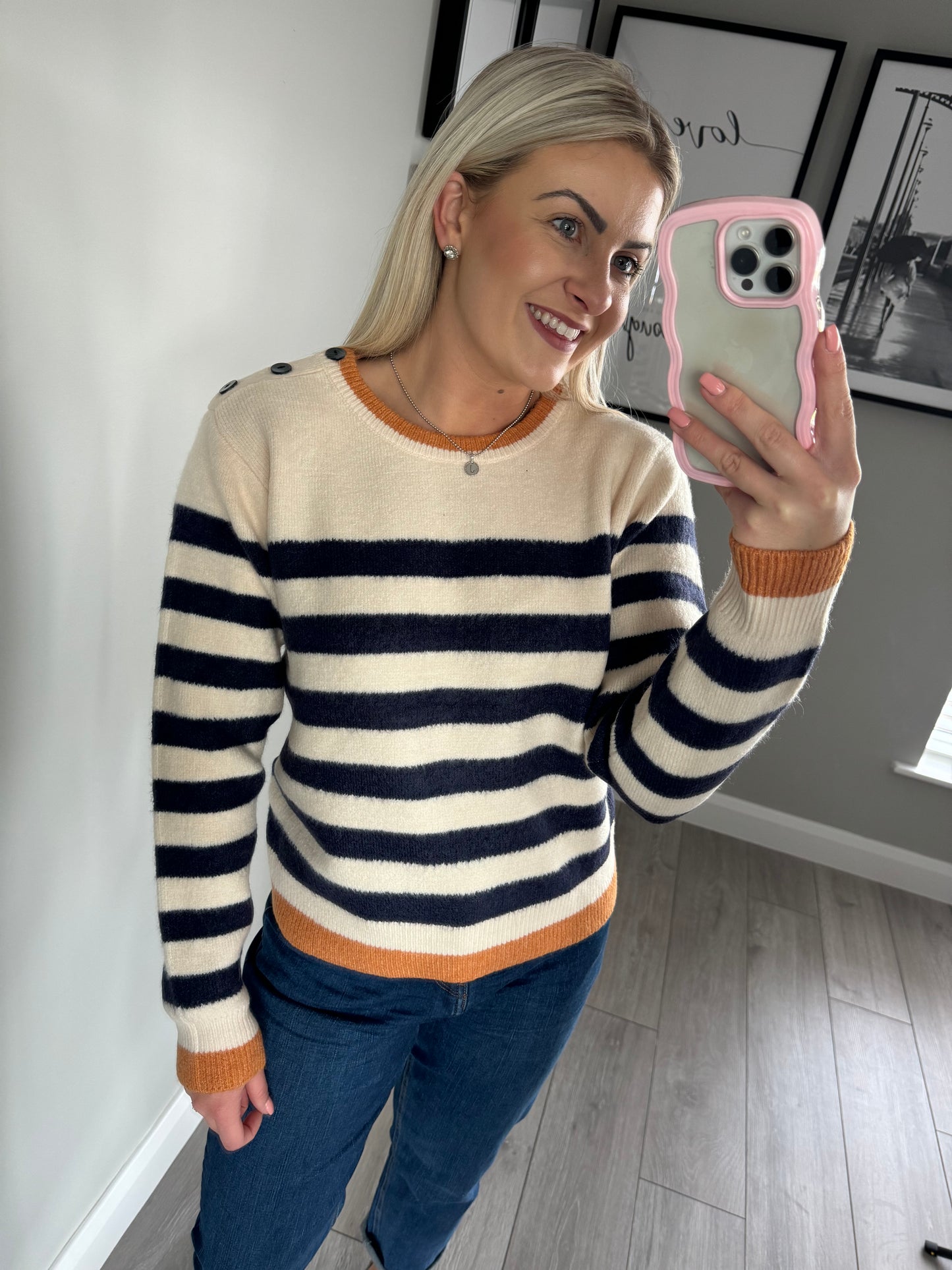 Navy/Cream Stripe Jumper