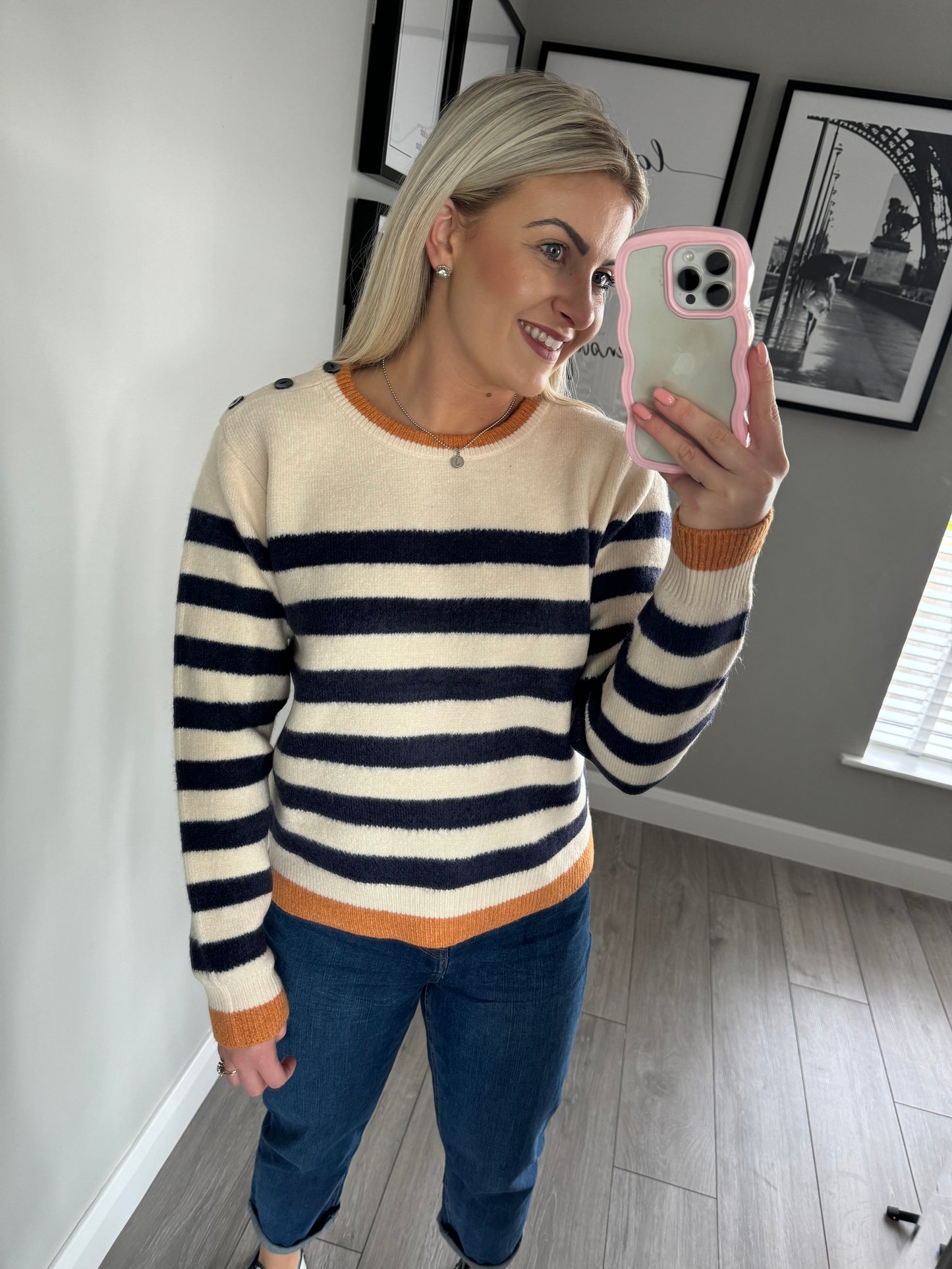 Navy/Cream Stripe Jumper