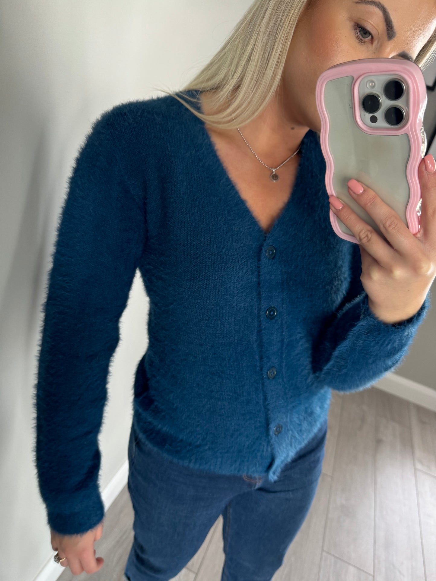 Petrol Mohair Cardigan