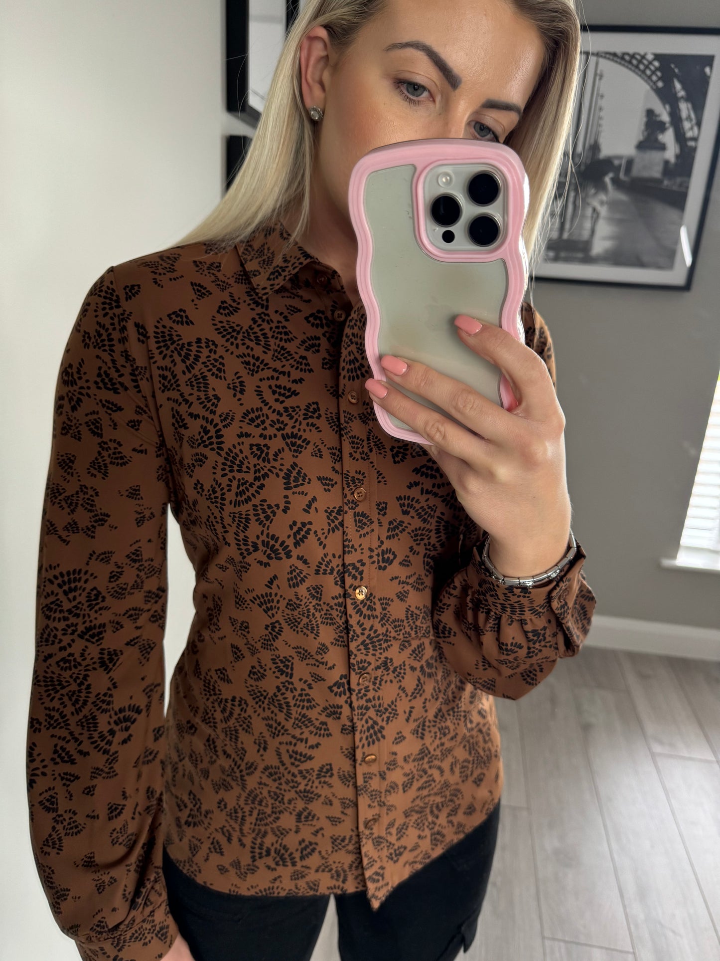 Yest Brown/Black Print Shirt