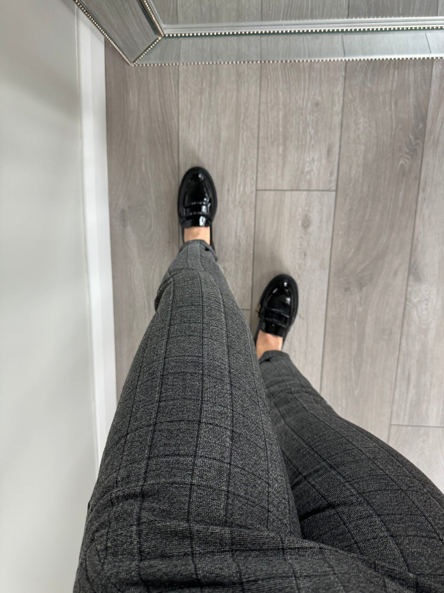 Freequent Grey/Black Checked Trousers