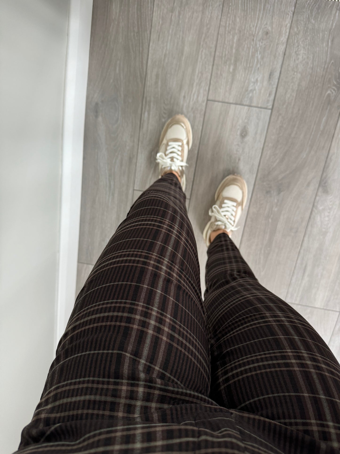 Freequent Brown Checked Trousers