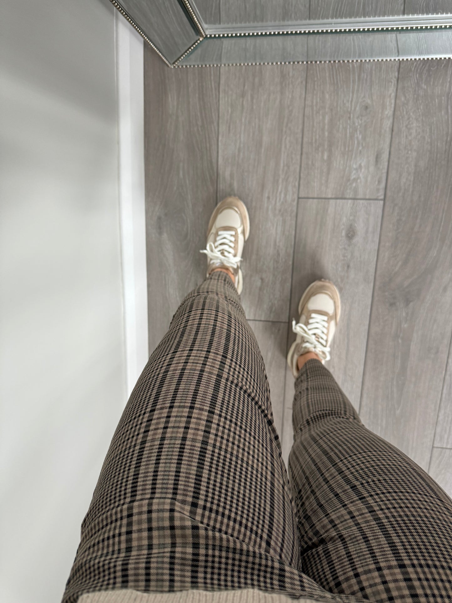 Freequent Brown Checked Trousers