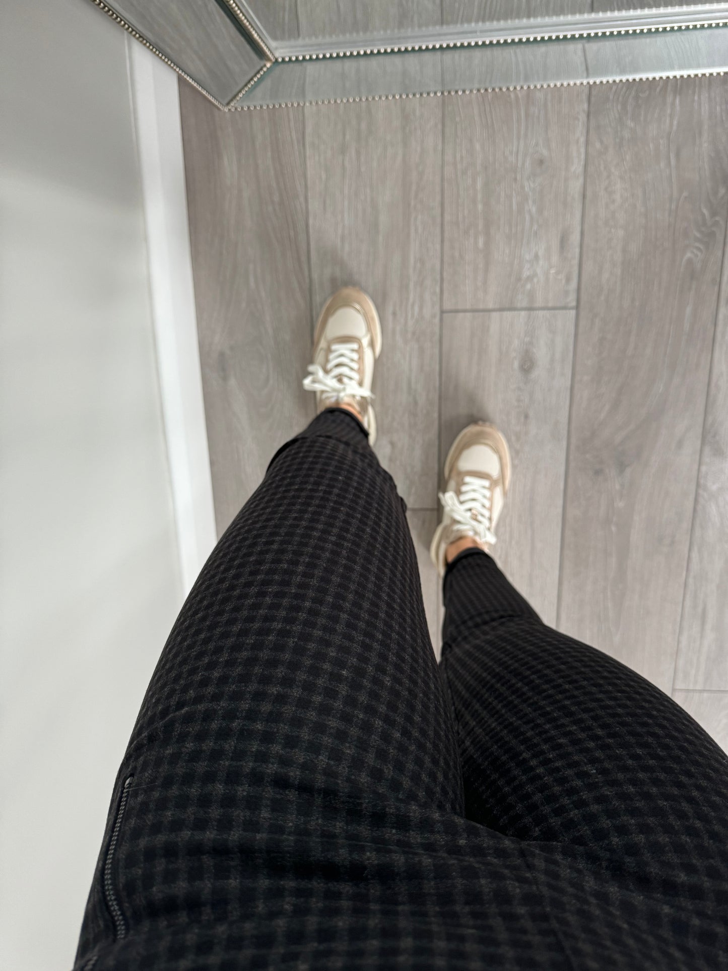 Pinns Black/Taupe Checked Trousers