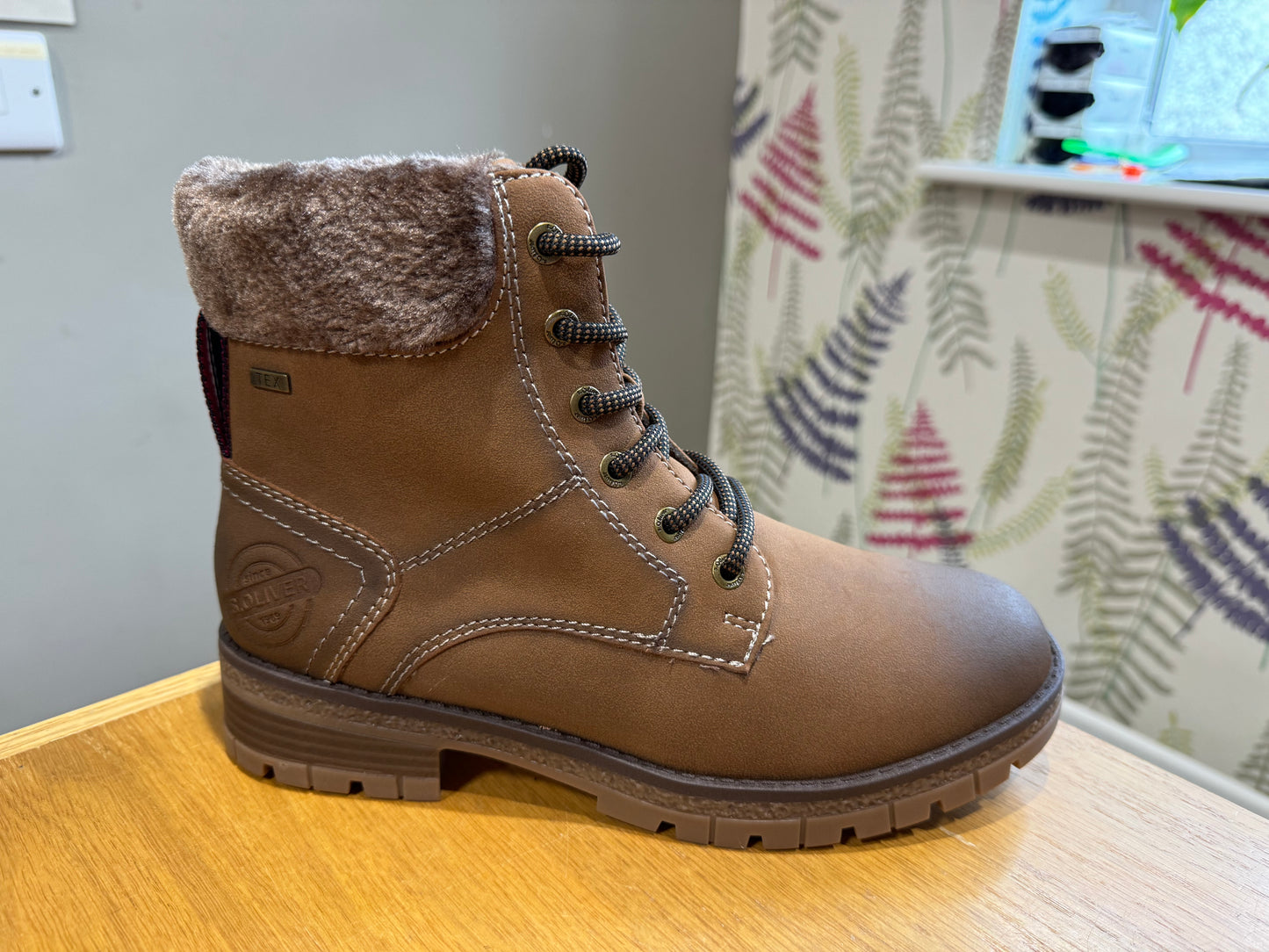 S. Oliver Tan Water Resistant Fur Boot