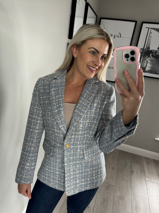 Blue/Beige Tweed Blazer