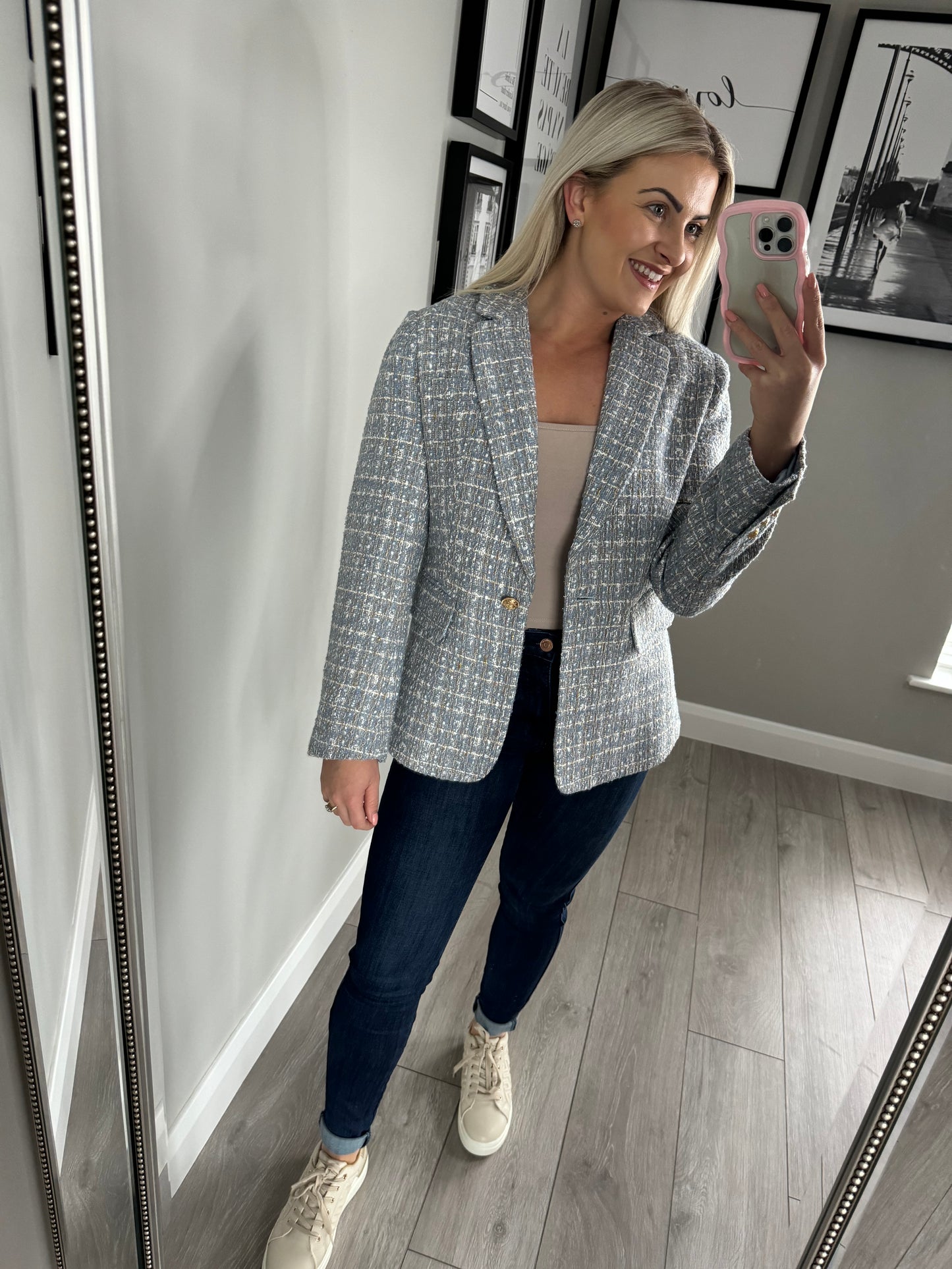 Blue/Beige Tweed Blazer