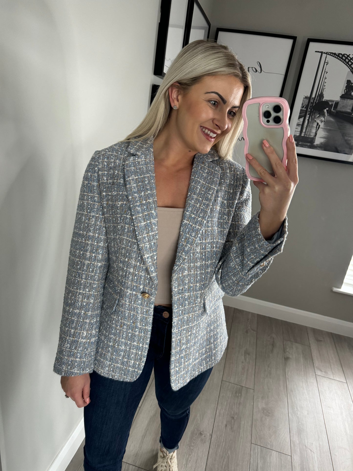 Blue/Beige Tweed Blazer