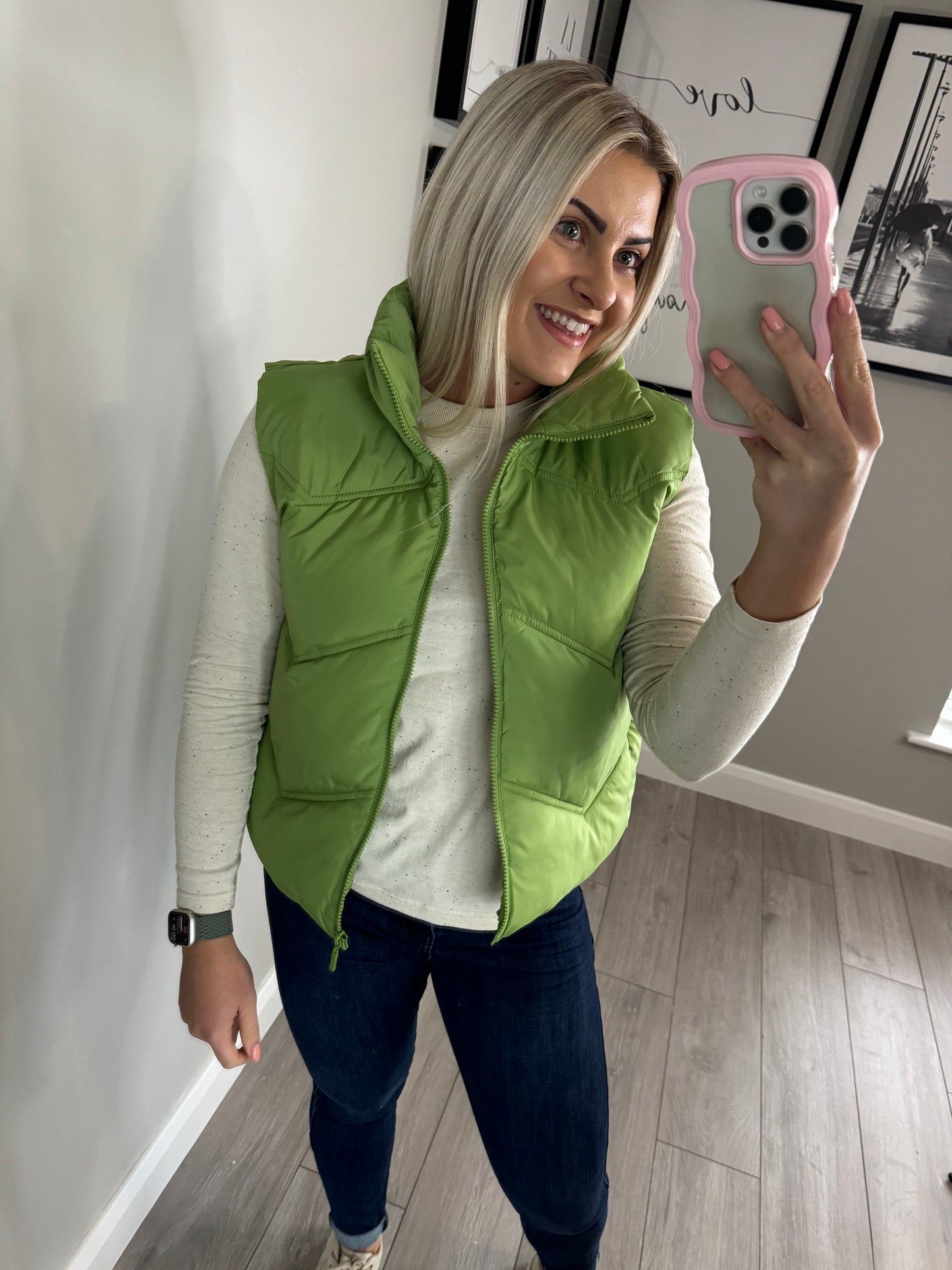 Freequent Green Quilt Gilet