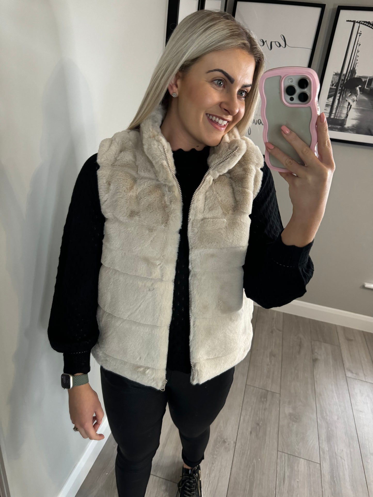 Freequent Beige Fur Gilet