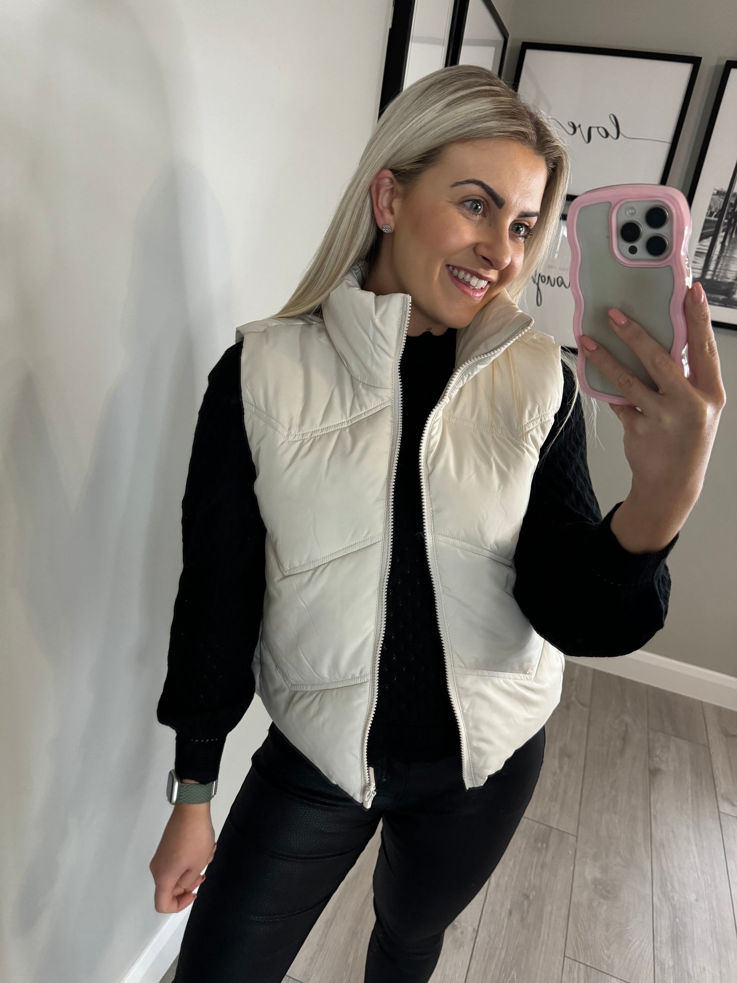 Freequent Cream Quilt Gilet