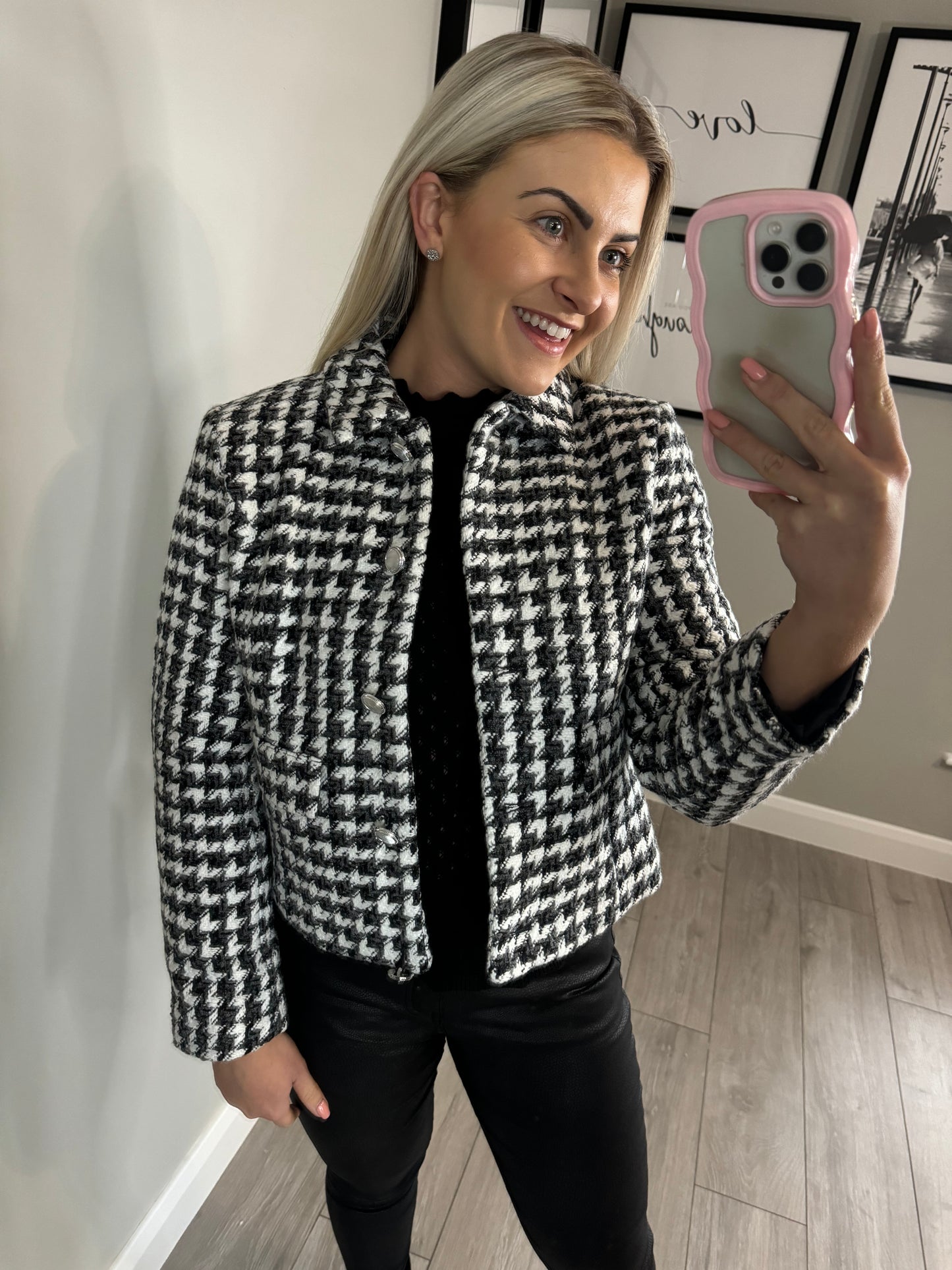 Emreco Black/White Houndstooth Jacket