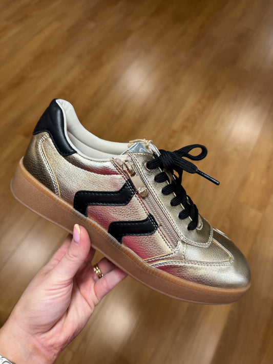 Marco Tozzi Gold/Black Zip Trainer