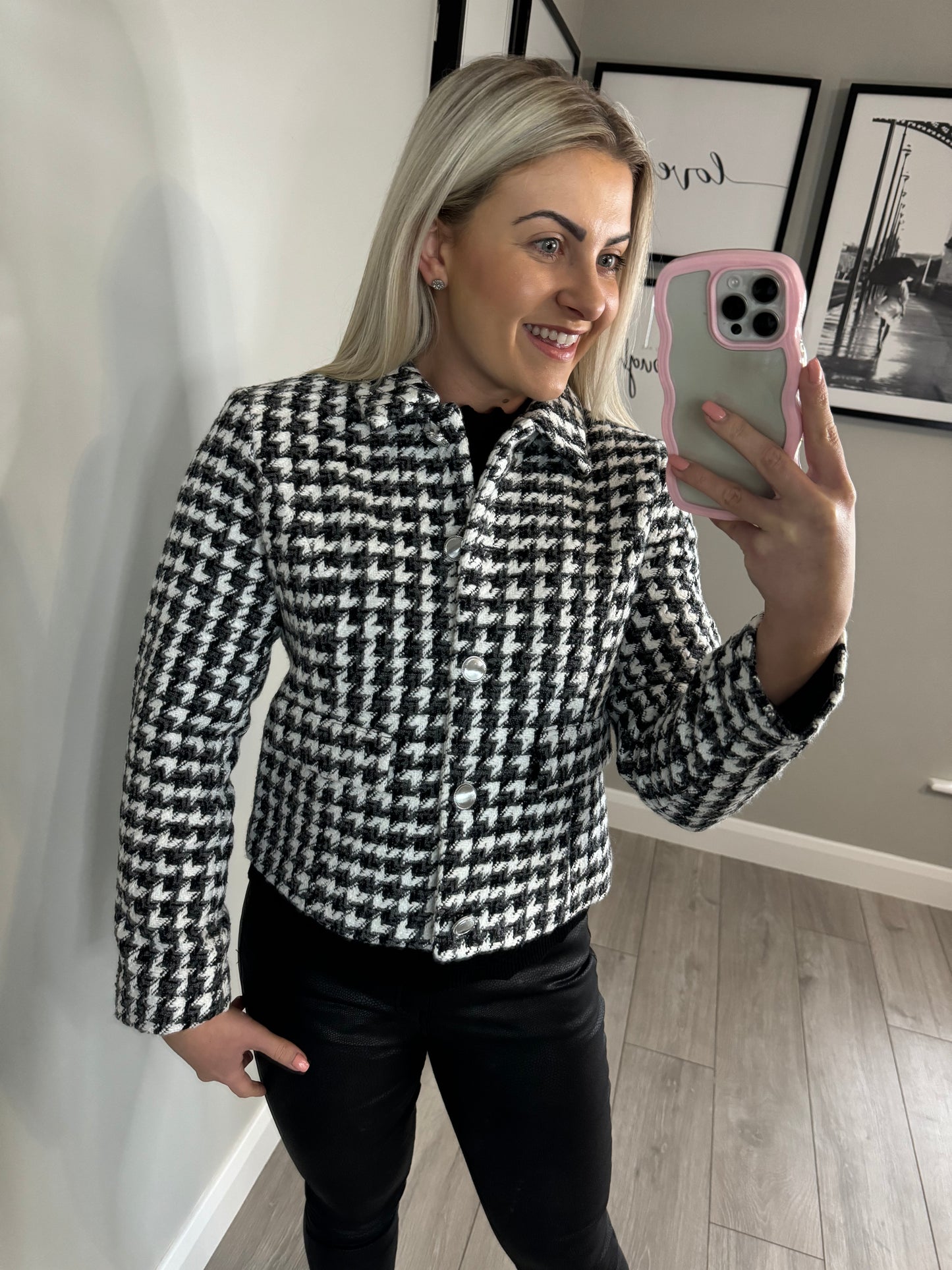 Emreco Black/White Houndstooth Jacket