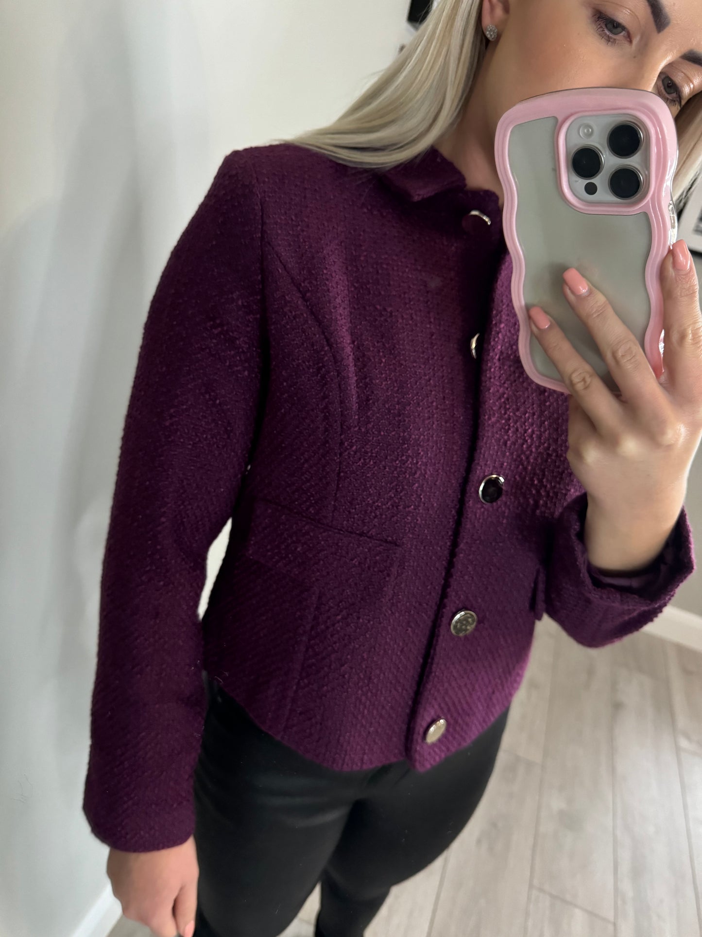 Emreco Plum Boucle Jacket