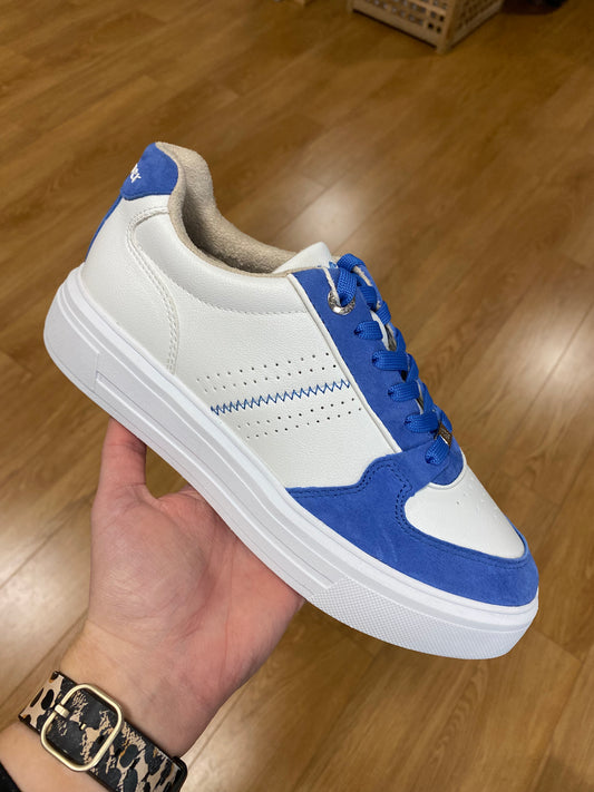 S. Oliver White/Electric Blue Trainer