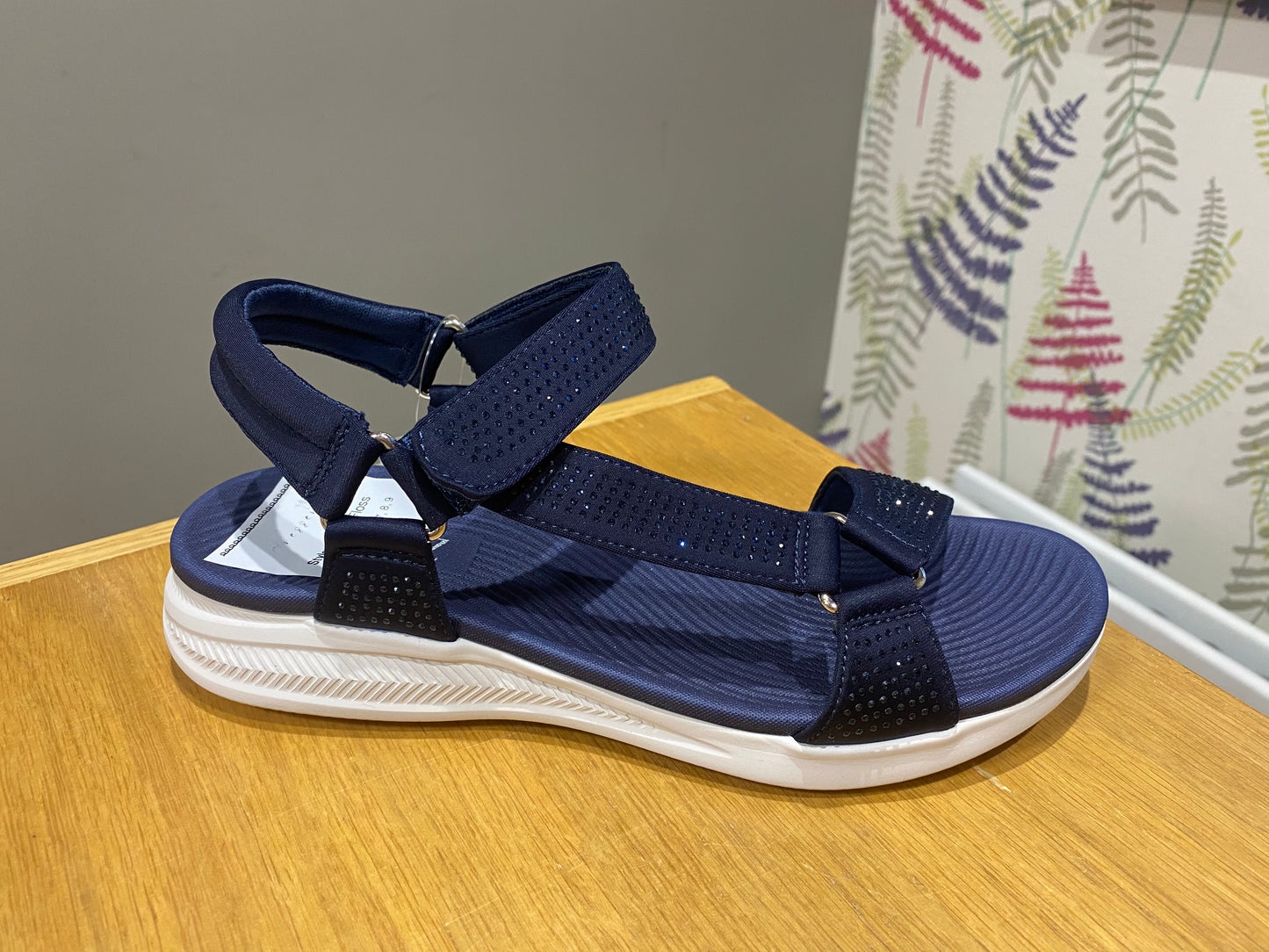 Redz Navy Diamante Velcro Sandal