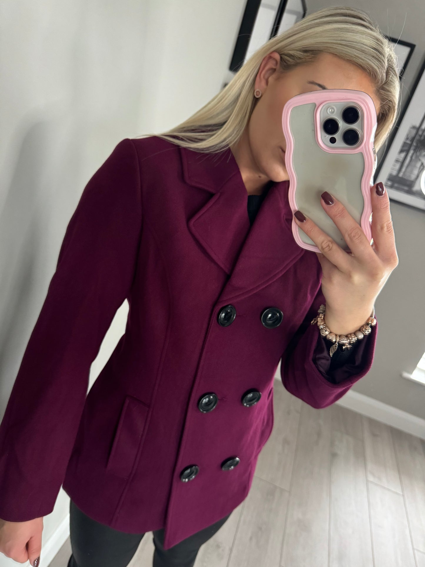 Burgundy Double Breast Coat