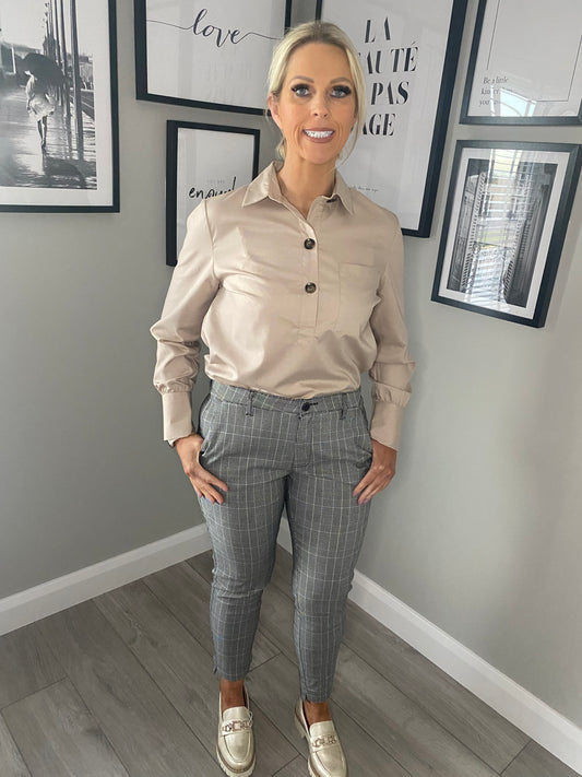 Freequent Grey Checked Trousers