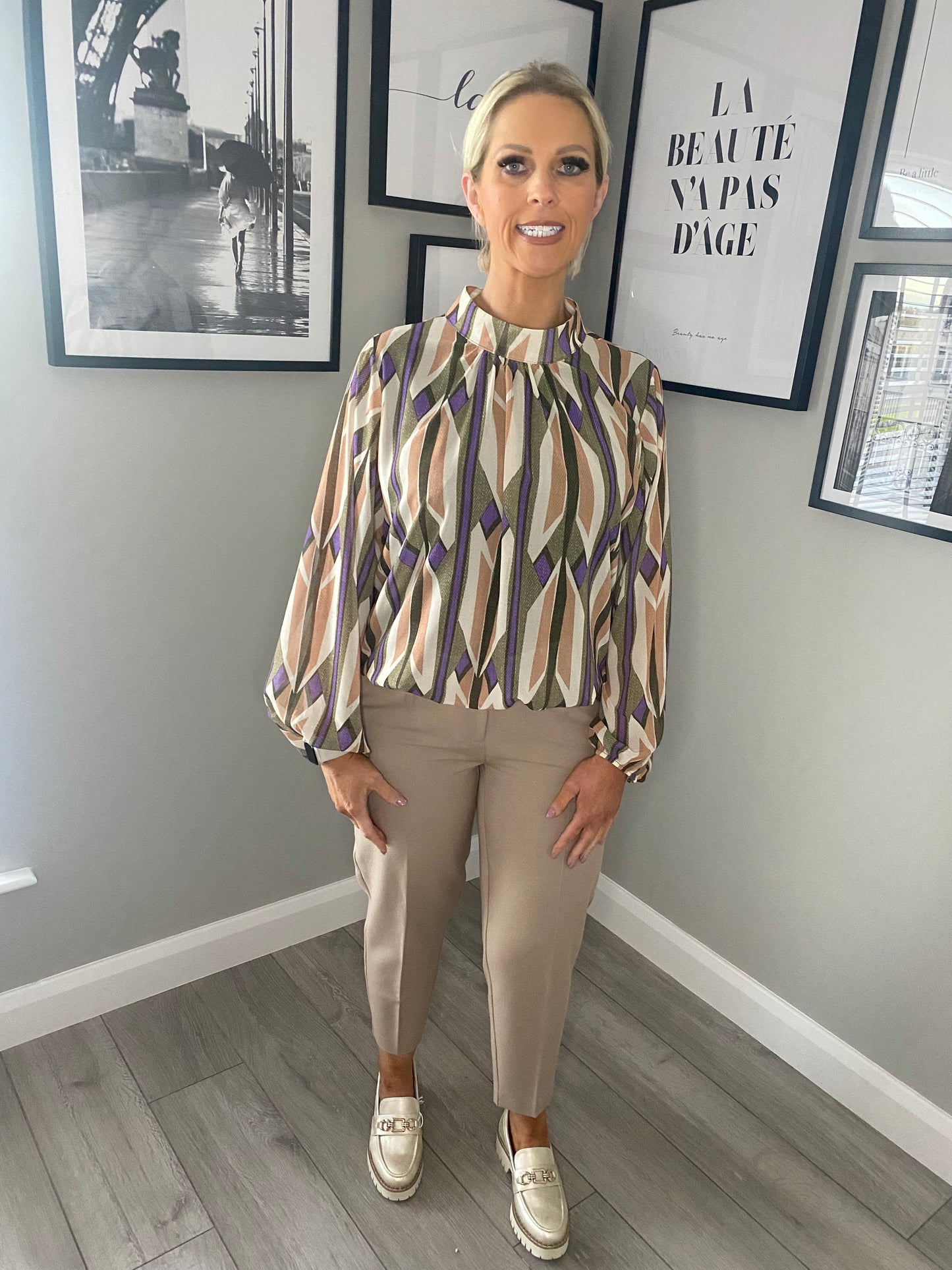 Khaki/Beige Balloon Blouse