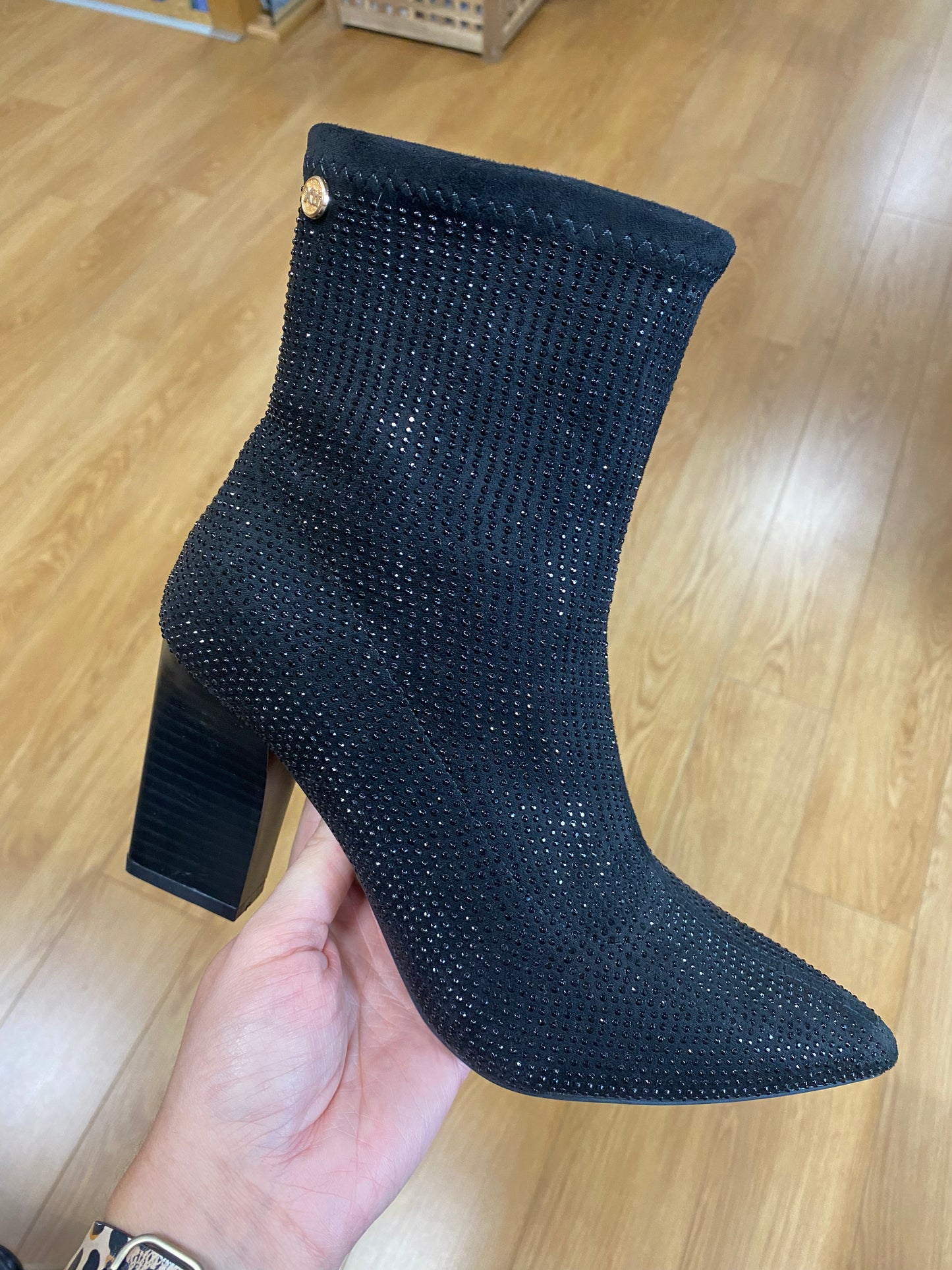 XTI Black Diamante Shimmer Boot