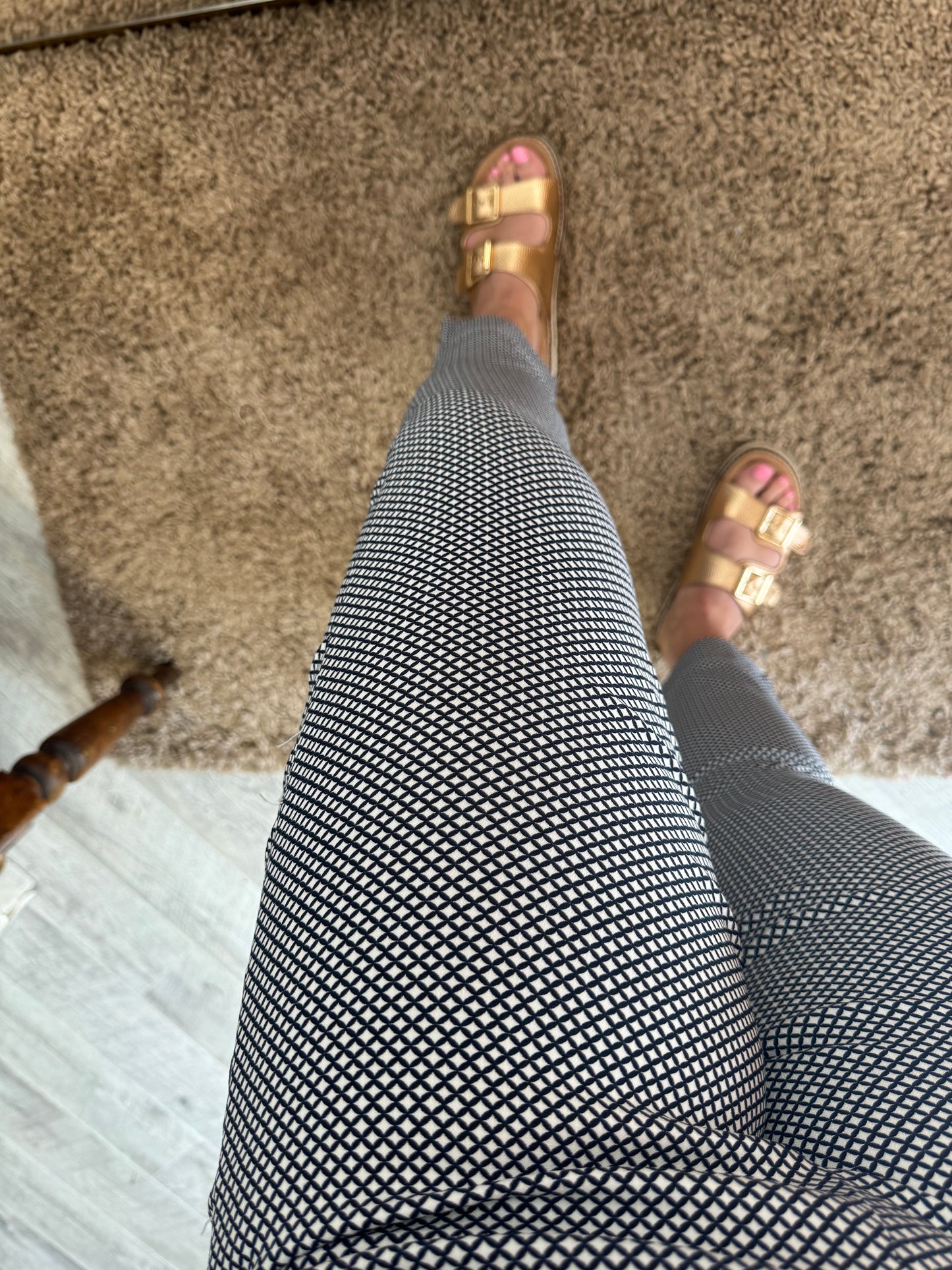 Pinns Navy/White Geometric Trouser