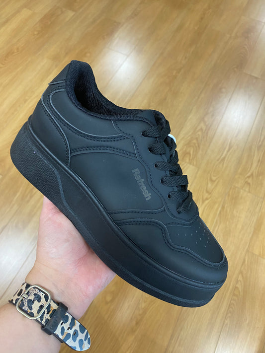 Refresh All Black Lace Up Trainer