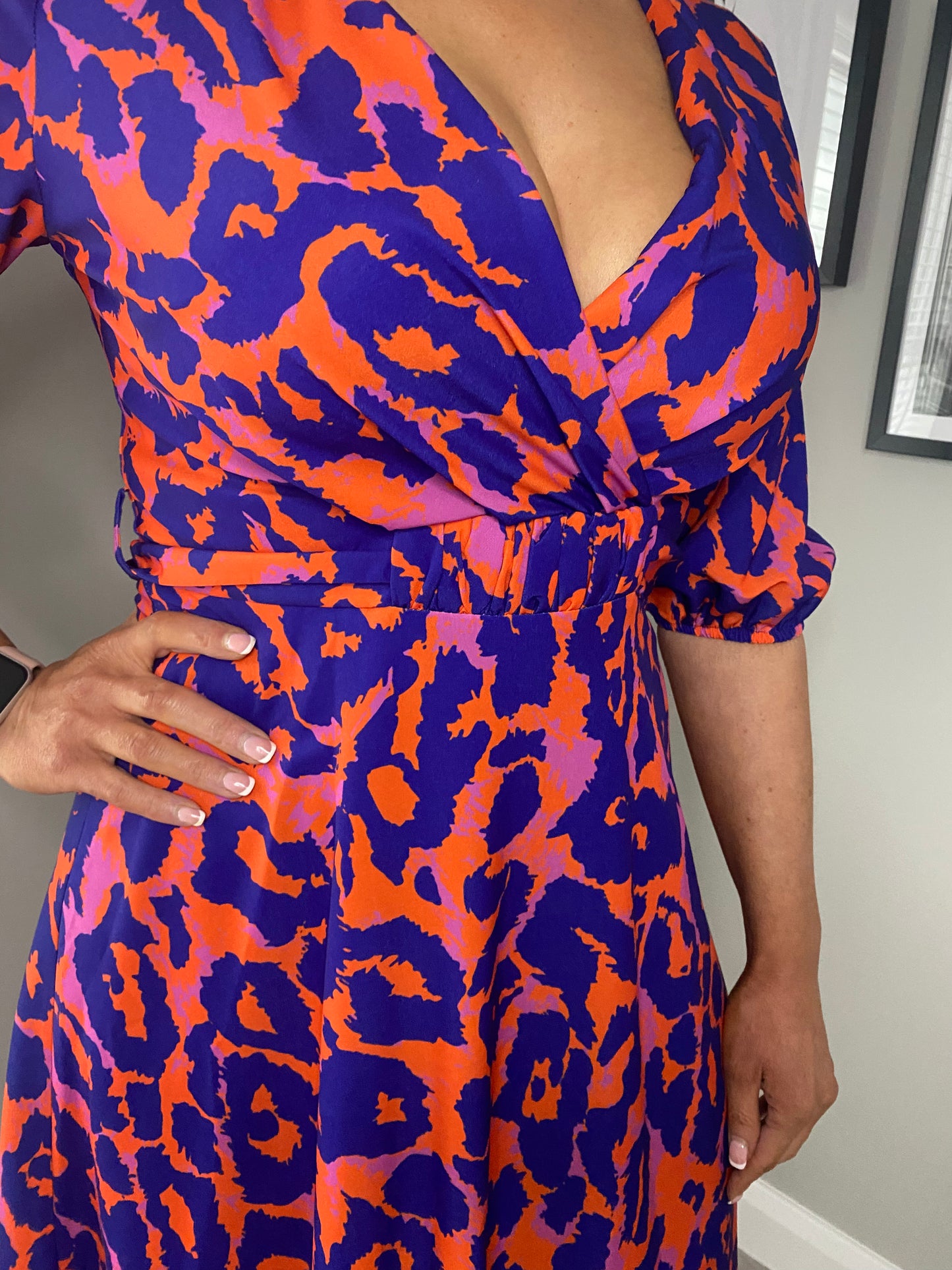 Ella Boo Orange/Purple Leopard Dress