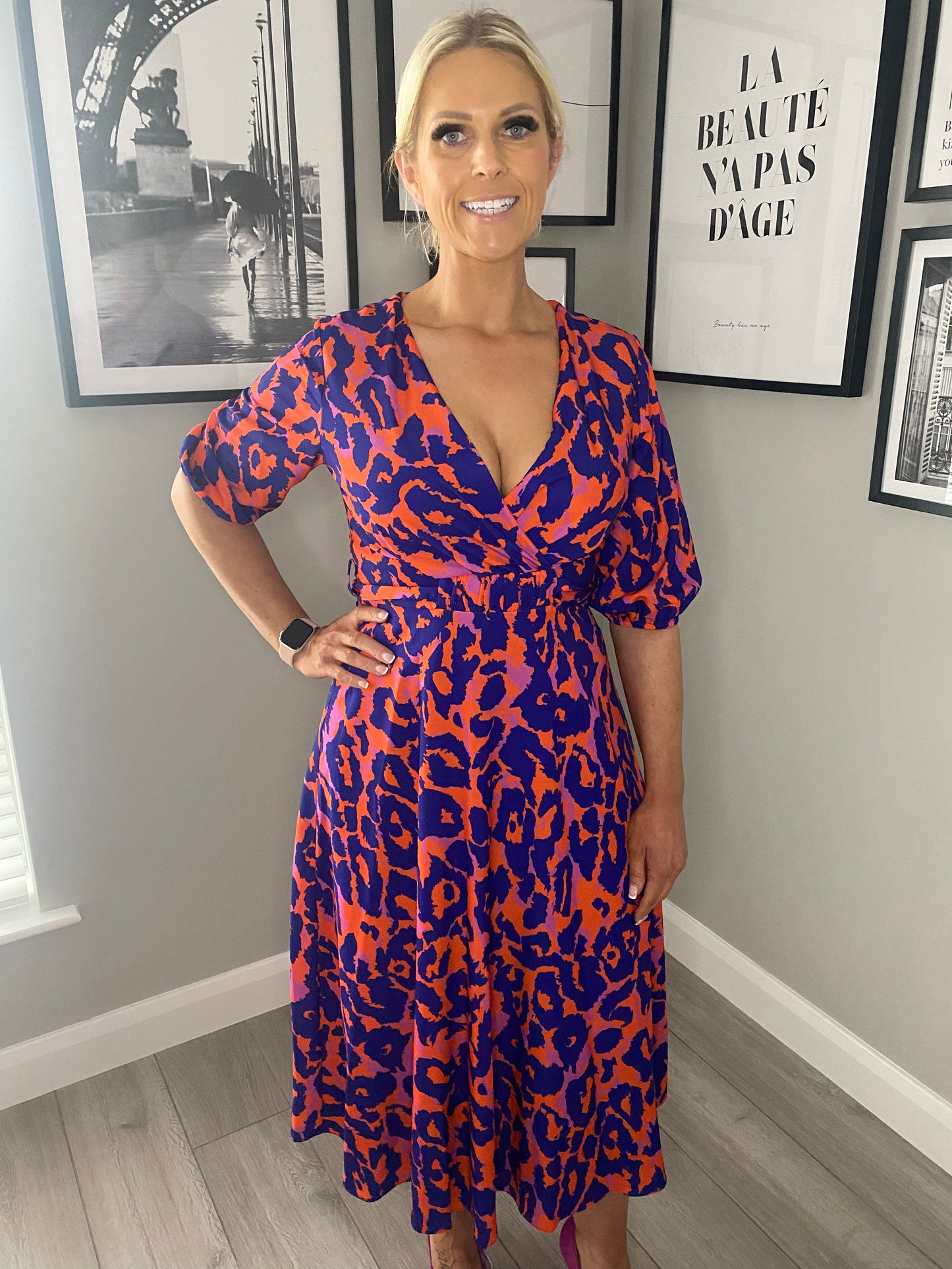 Ella Boo Orange/Purple Leopard Dress