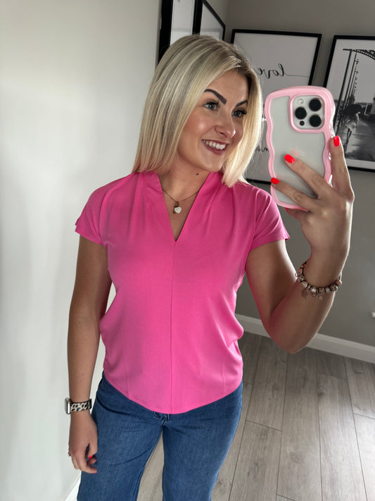 Freequent Pink V Blouse