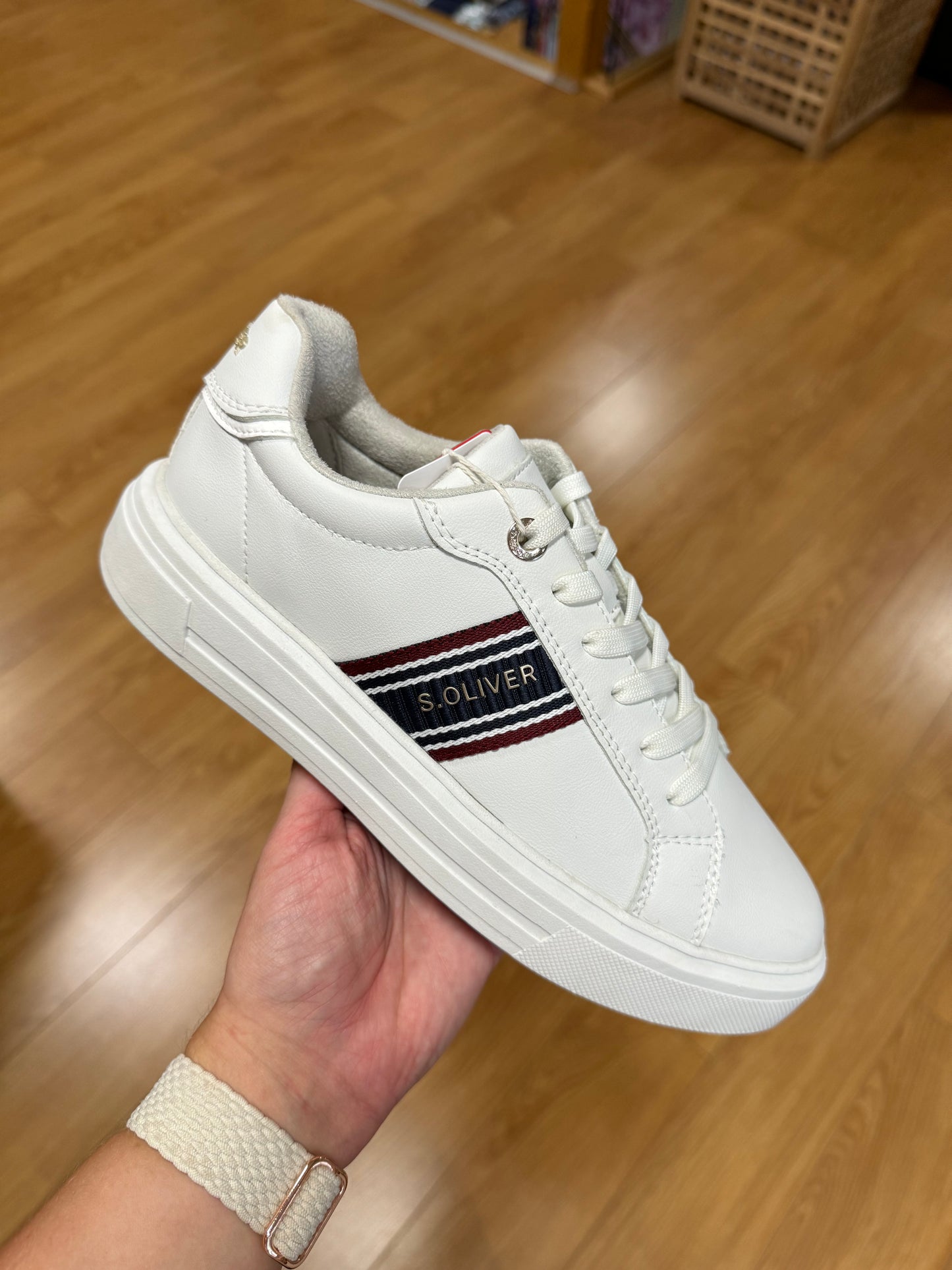 S. Oliver White Stripe Trainer