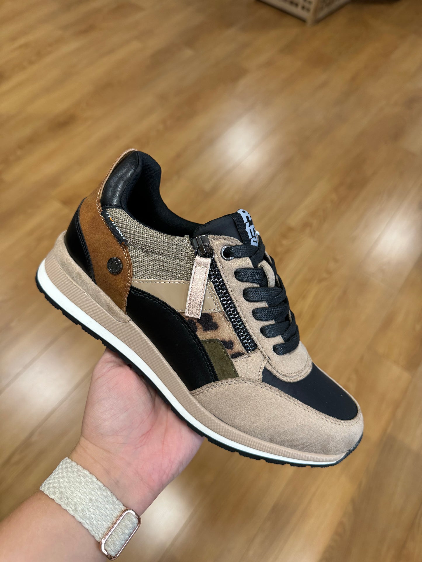 Refresh Beige Leopard Zip Trainer