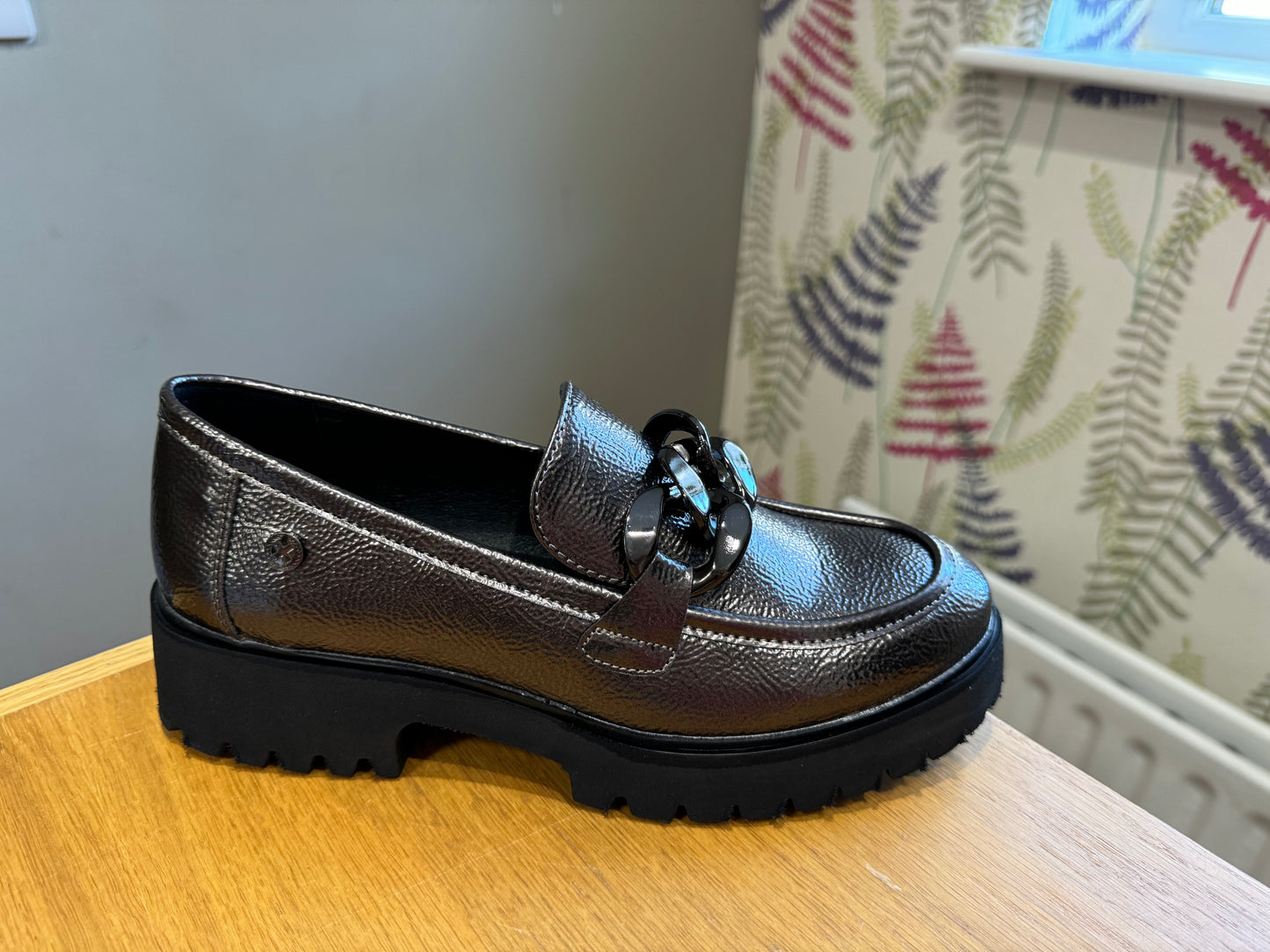 XTI Pewter Chain Loafer