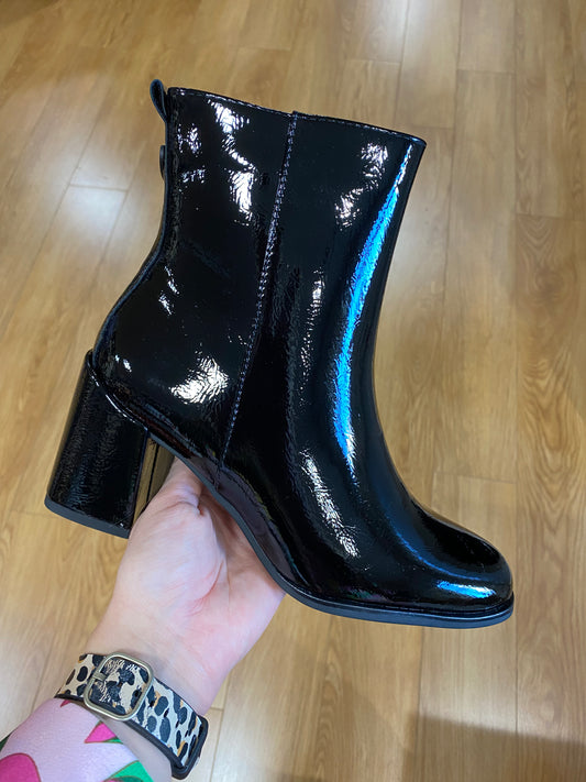 Marco Tozzi Black Patent Heeled Boot