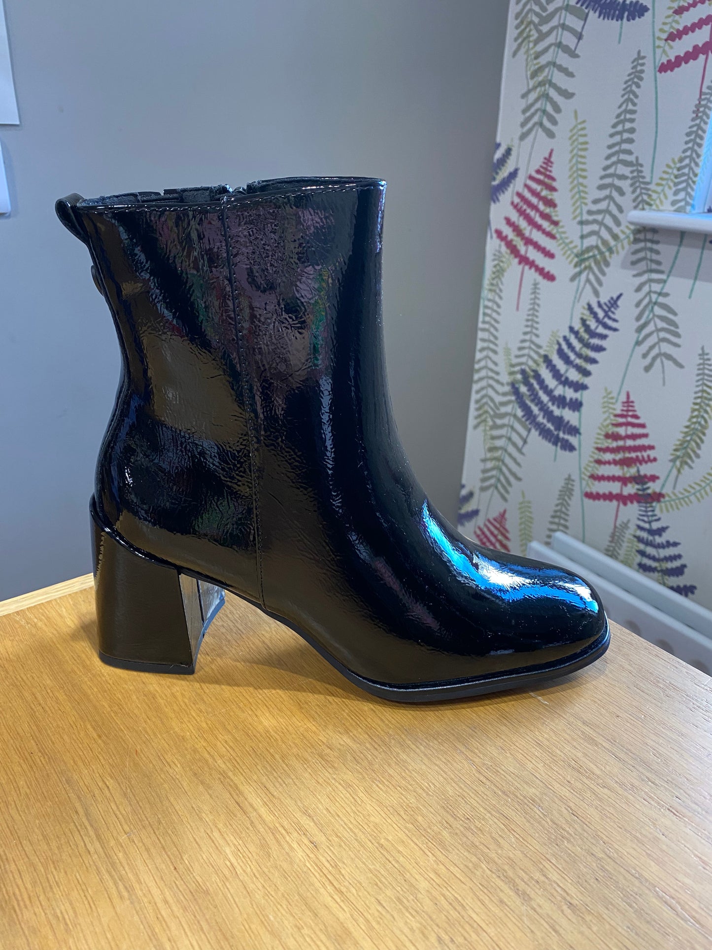 Marco Tozzi Black Patent Heeled Boot