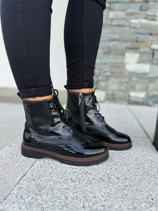 S. Oliver Black Brogue Boot