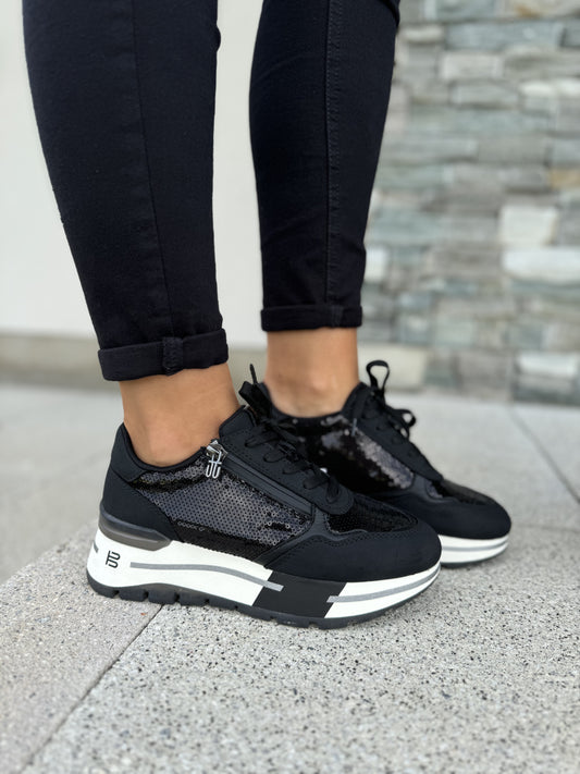 Bagatt Black Sequin Trainer