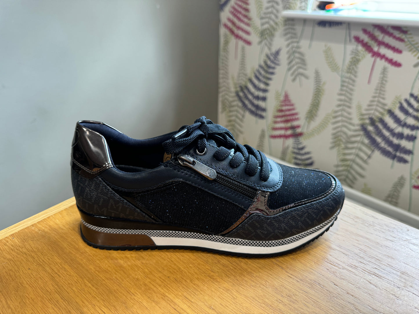 Marco Tozzi Navy Logo/Sparkle Trainer