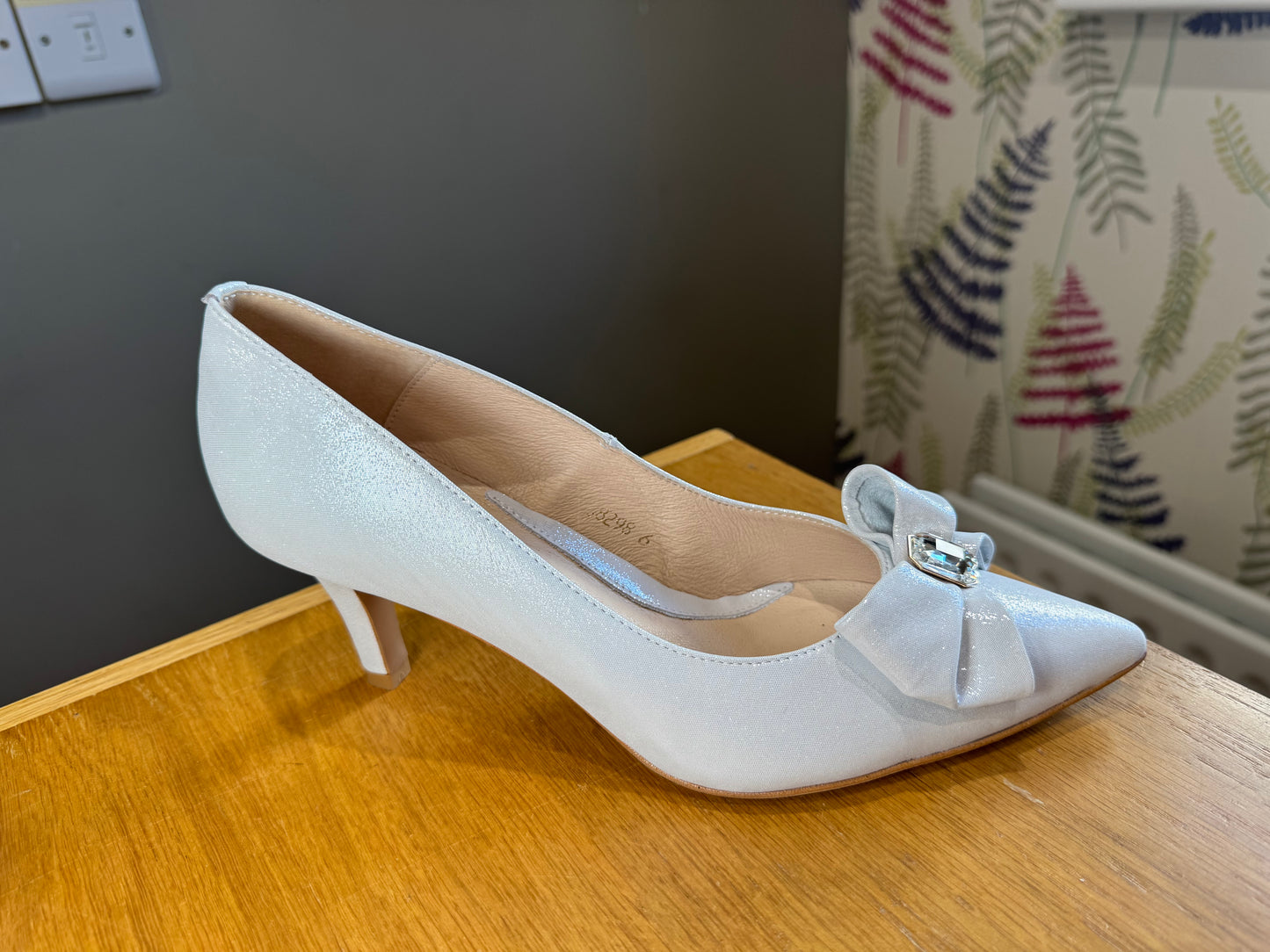 Emis Silver Shimmer Mid Heel Court